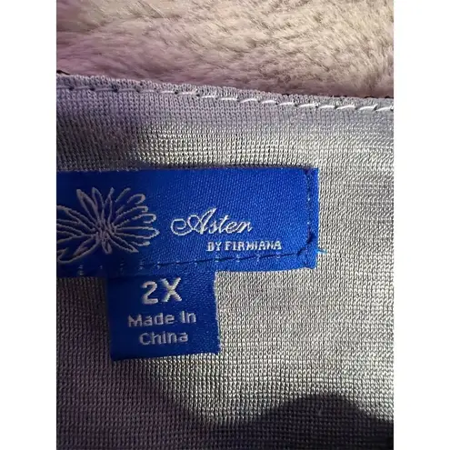 Aster Women's 2XL Black Lace Tunic 3/4 Sleeve Animal Print Size 2X