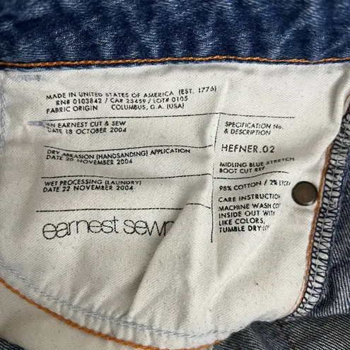 Earnest Sewn Jeans Womens 6 29" Blue Hefner Boot Cut Handsanding Vintage Y2K