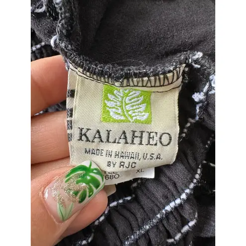 Kalaheo Hawaiian Tropical Stretch Strapless Smocked Back Brown Midi Dress XL Black