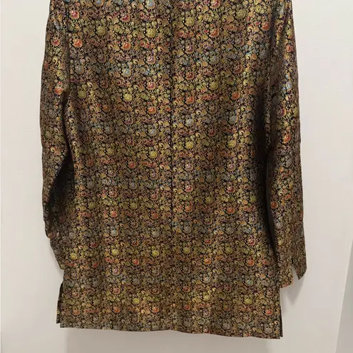 SilkLand Gold and Black Jacket Floral Blazer Shimmer Whimsigoth Formal Festival Brown