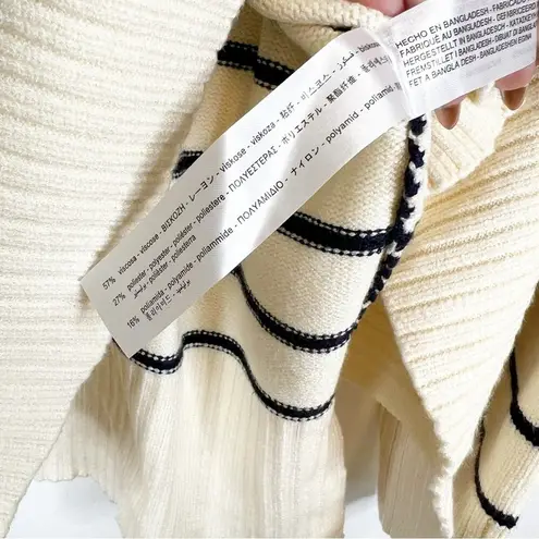 ZARA NWT  Striped Crewneck  Pullover Sweater S Cream Blue