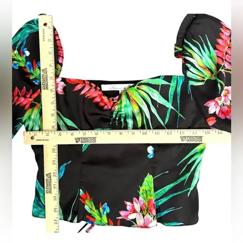 Lovers + Friends NWT  Women’s Black Floral Tropical Cropped Top‎ Midi Skirt Small