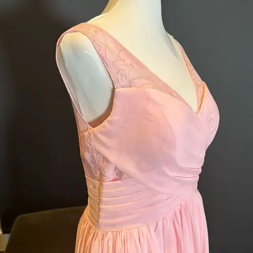Women’s Pink Full Length Sleeveless Chiffon Bridesmaid Dress Zip Up Size 8 NWT
