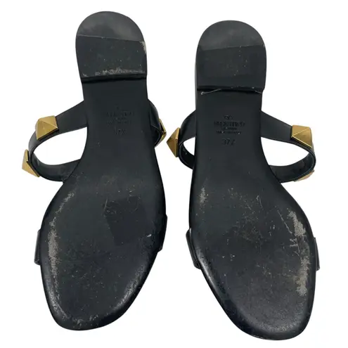 Valentino Garavani Roman Stud Calfskin Leather Slide Sandal Size 37.5