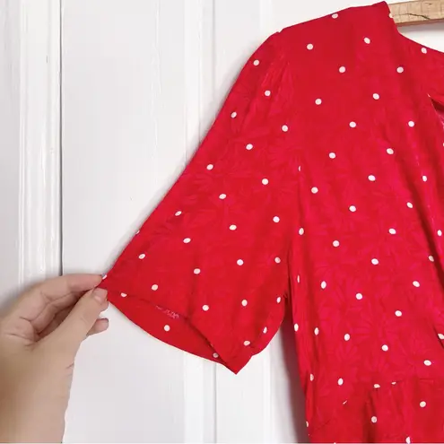 Maje • Ripia Twist-front Polka-dot Floral-jacquard Mini Dress red Rouge