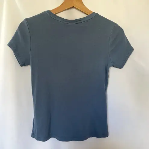 C&C California short sleeved blue ribbed shirt summer top cotton modal size S