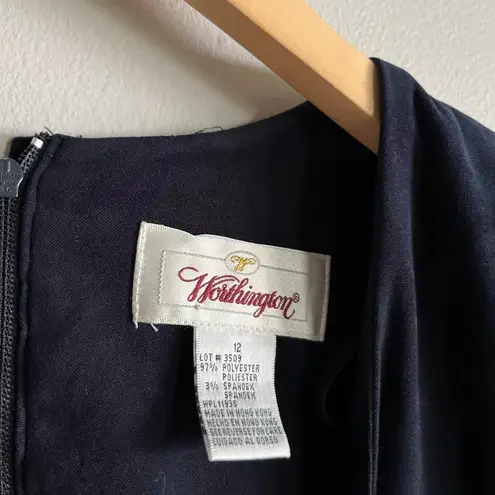 Vintage 90’s black Layered one piece career chic midi dress sophisticated Size 12