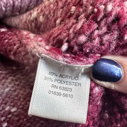 Christopher & Banks Womens Burgundy and White Speckled Cardigan Size Large