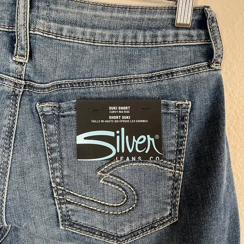 Silver Jeans Womens Curvy Mid Rise Suki Denim Shorts Size 29 Blue