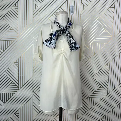 Just Cavalli Ivory See Through Scarf Decorated Blouse Top Size 42 / US 6