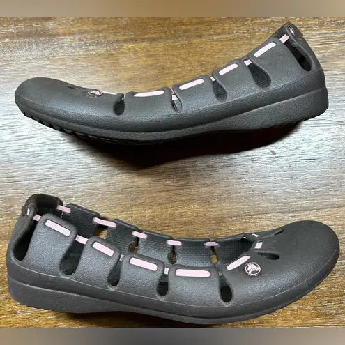 Crocs  Size 7 Springi Espresso Brown Pink Comfort Shoes Slip On Ballet Flats - Image 2