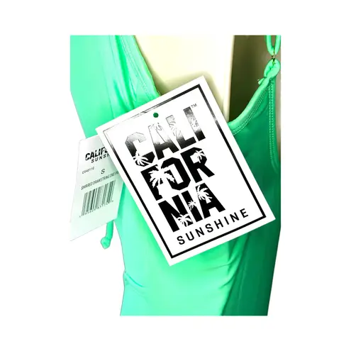 California Sunshine Women’s Cut-out One Piece Swimsuit. Bright Green. Size S NWT