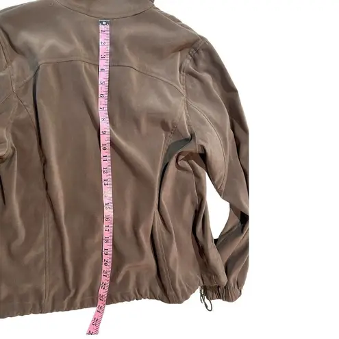 Orvis Brown Faux Suede Full Zip Jacket Cinch Hem Pockets Y2K Women's 12