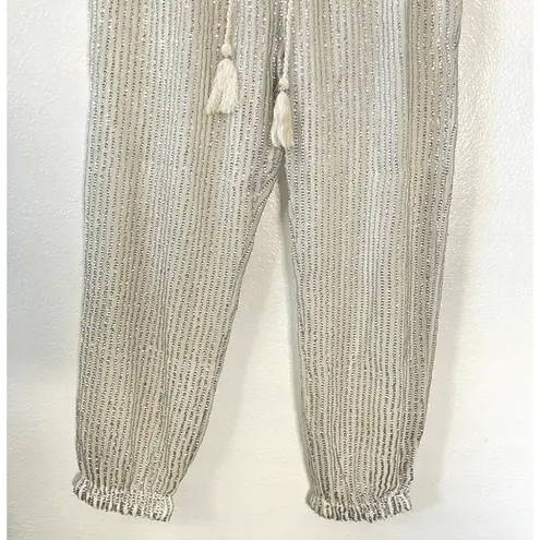 Amuse Society  Bryar Pant Ivory Silver Sequin Loungewear Women Size Small