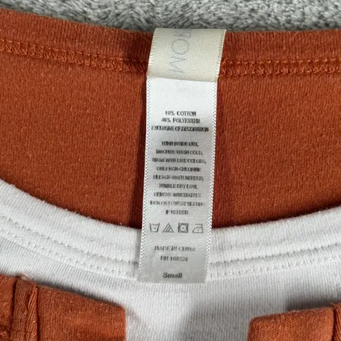 Morning Sun Top Birds Embroidered Fall Layer Tunic Autumn Pullover Orange Small Orange