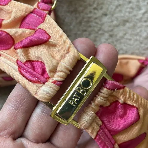 NWT PAT BO Bossa Bikini Pink/Apricot Dots Ruffled Sheer Panels Small Retail $350