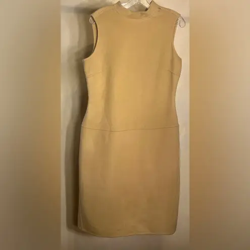 Kenar WomensNeutral Minimalist Crêpe/Tan Wool Blend Sleeveless Midi Dress|Size:8