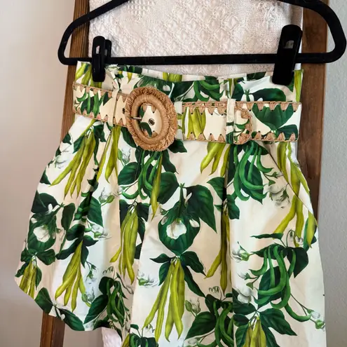 Cara Cara NWOT Green & Cream Sweet Pea Egret 100% Cotton Palmer Shorts