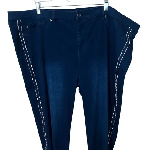 Allure Pull On Rhinestone Women's 3XL Blue Skinny Jeans High Rise Size undefined