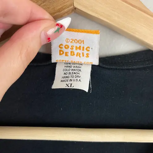 Cosmic Debris Oopsy Daisy Vintage Y2K 2000’s Black Warning! Out Of Control Tee