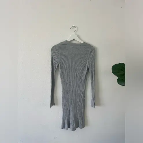 Anthropologie Sweater XS Meadow Rue gray ribbed long Cali Cardigan women's