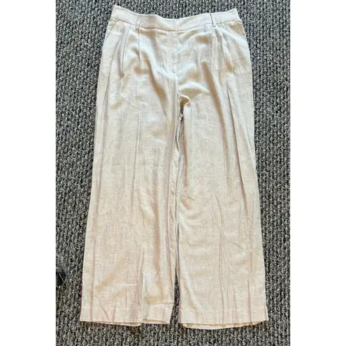 Blue Sol 1X Linen/Rayon Pants NWT Wide Leg Beige Boho Chic Minimalist Beach Tan