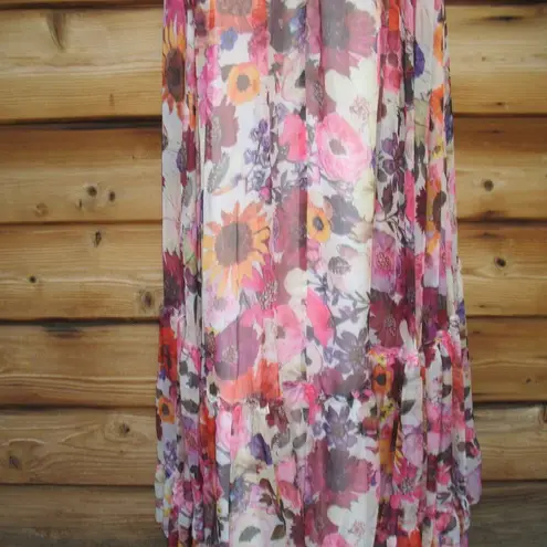 Mac Duggal 68108 Multicolor Asymmetrical Ruffled Halter Floral Gown