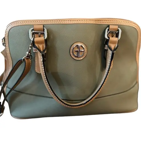 Giani Bernini Olive Green Dome Satchel Bag with Tan Accents Medium