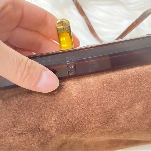 VINTAGE Italy Tortoise Shell Leather bag Purse Brown