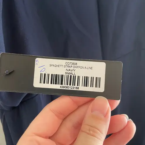 Lulus We Belong Together Spaghetti Strap Chiffon A-Line Maxi Formal Dress Navy Size Small 0625A