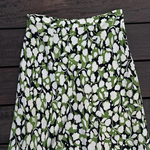 Kate Hill Vintage Silk Green/White Floral Chiffon Maxi Skirt