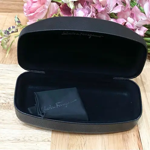 Salvatore Ferragamo Black Textured Oversized Sunglass Hard Case with Wipe Cloth