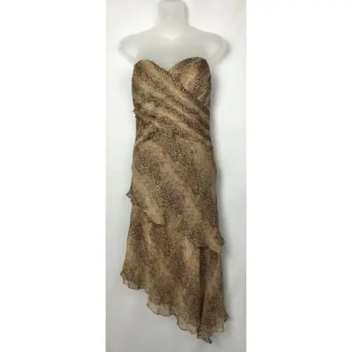 Chetta B Vintage Leopard Print Layered Silk Dress L