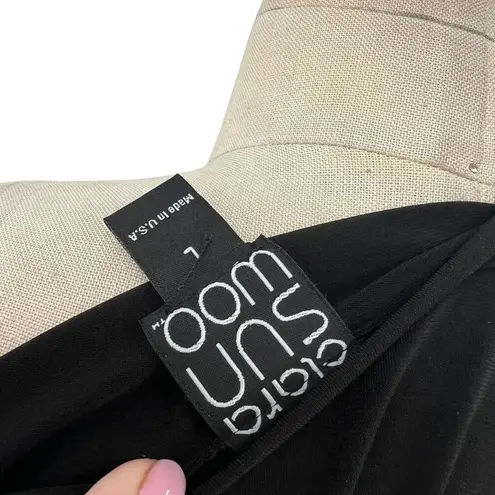 Clara Sunwoo Liquid Leather Sleeve Drape Cardigan Black Size Large *flawed