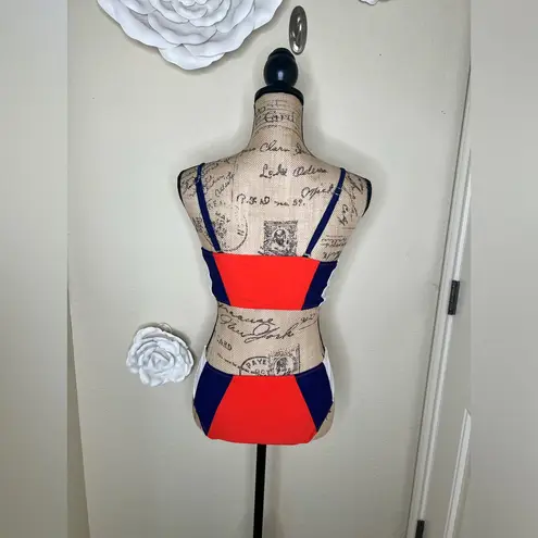 Cupshe NTM: Orange, Blue & White Colorblock Bikini Set w Adjustable Straps Sz M