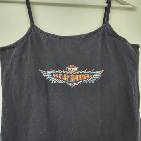 Y2K Harley Davidson Black Tank Top Spaghetti Strap Barb’s Philadelphia M/L Biker Size M