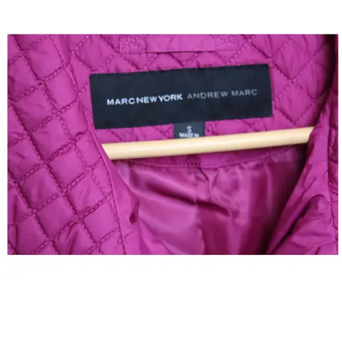 Andrew Marc Women's Quilted Vest S NY Zipper Pockets Magenta Winter