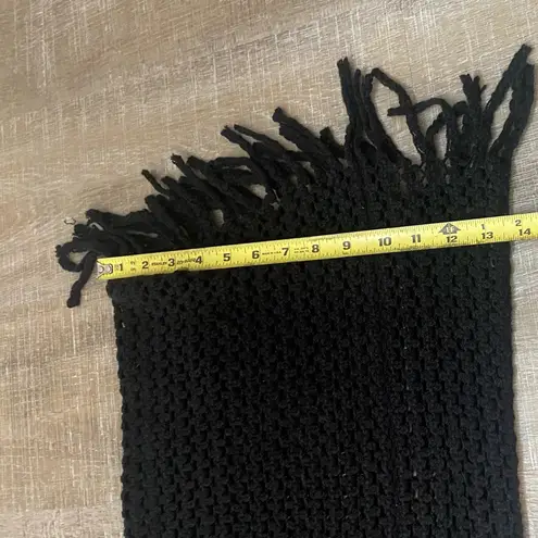 Black Knit Fringe Infinity Loop Scarf Neck Wrap Crochet Boho Goth Grunge OS