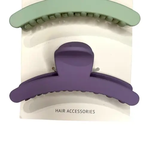 Ettika Revolve Large Flat Weekend Warrior Hair Claw Clips 2 Pack In Purple Green