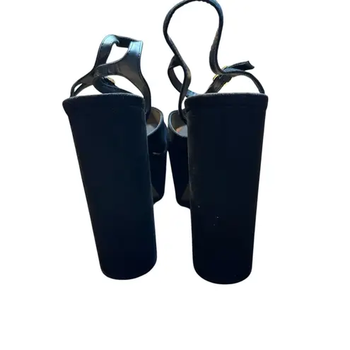 Lisa + Vicky Shoes Womens Size 9.5 Black Platform Block Heel Slingback Sandals