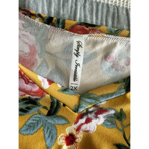 Simply Irresistible Women's Plus Bright Yellow Floral V