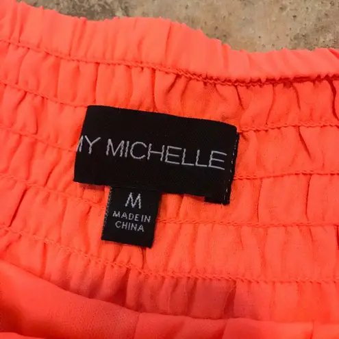 My Michelle  Neon Orange‎ Lace Flowy Shorts M Medium Scalloped Edge