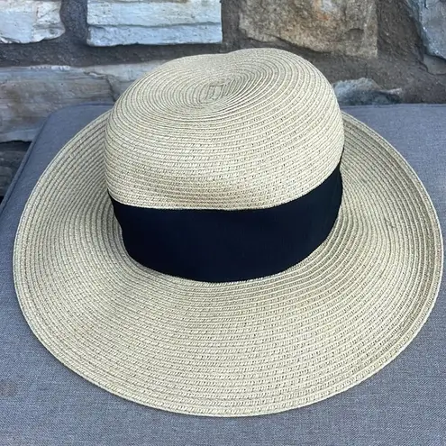 Scala  beige straw hat with black ribbon