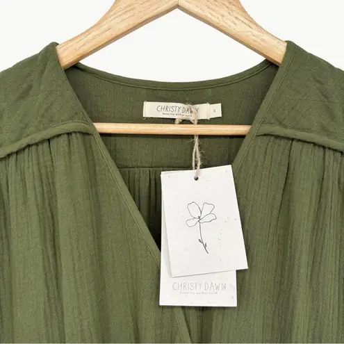 Christy Dawn NWT The Dawn Cotton Gauze Midi Dress | Sz Small | Forest Green