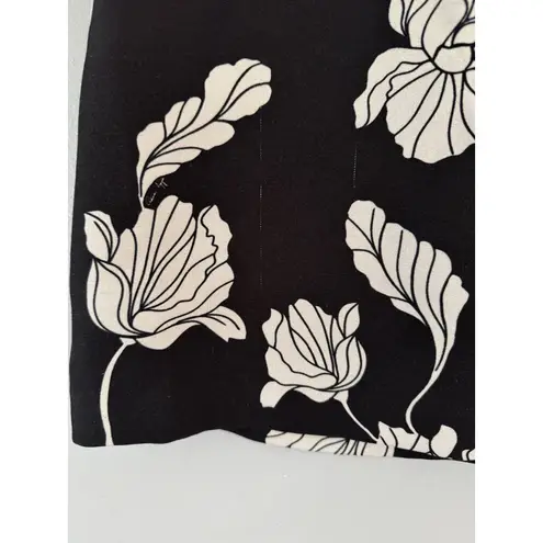Adam Lippes Black White Floral Twill Pencil Skirt Women’s Size 14