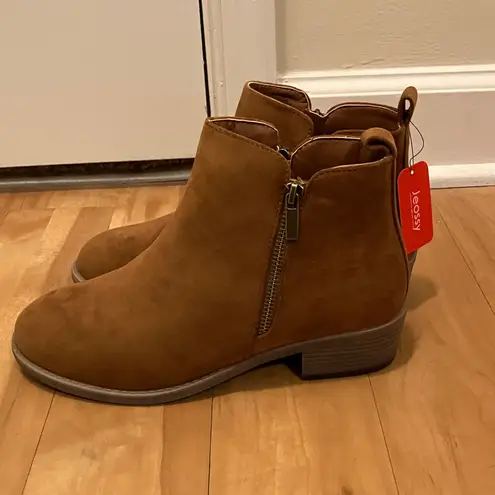 Jeossy Women's 905 Ankle Boots, Classic Low Heeled Short Booties Tan Size 8