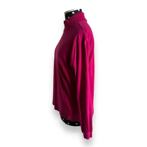 5/$35 LL Bean Womens Top Sz S Magenta Mock Neck Long Sleeve Solid