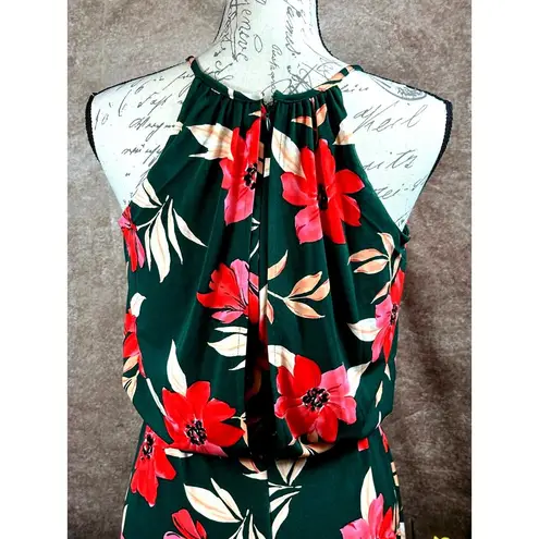 Maggy London Floral Halter Neck Crop Jumpsuit -Btrgrncrl - size 4