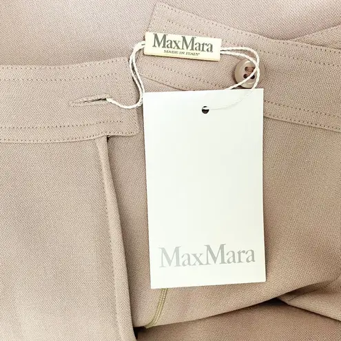 Max Mara NWT Beige Blush Wool Knee Length Pencil Skirt Size 6 Luxury Designer