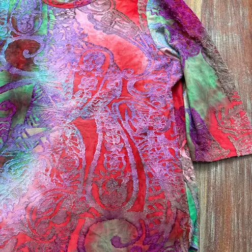 Women's Caleaas Top Petite XL Red Green Tie